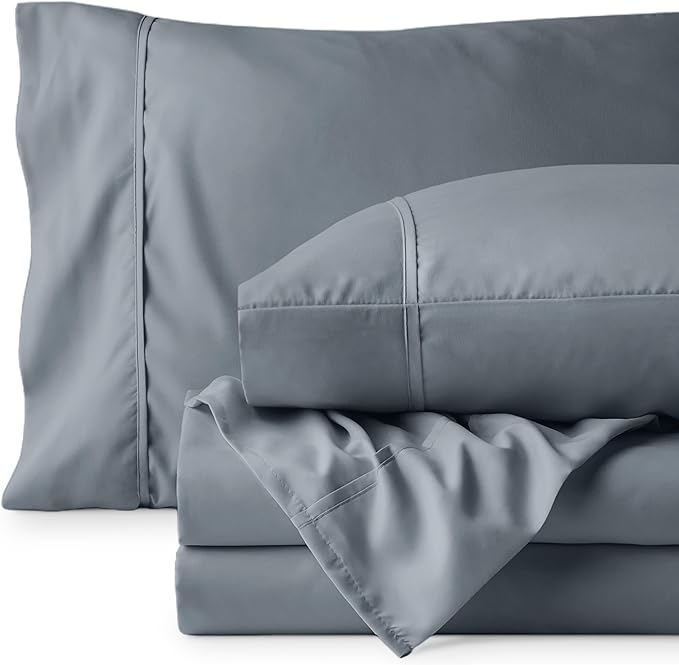 Bare Home Twin XL Sheet Set - 1800 Ultra-Soft Microfiber Twin Extra Long Bed Sheets - Double Brushed - Deep Pockets - Easy Fit - 3 Piece Set - Bedding Sheets & Pillowcases (Twin XL, Steel Blue)
