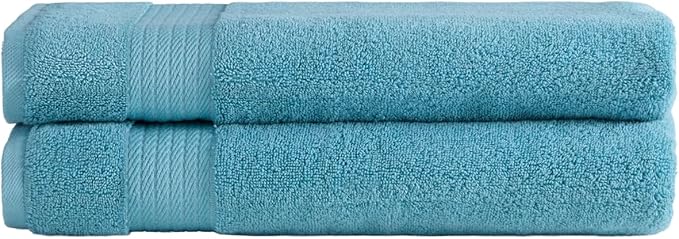 Ozdilek 2-Piece Bath Towels, 30x60 550GSM– 30x60 Inches, 100% Turkish Cotton, Luxury Quick Dry, Extra Large, Fade-Resistant, Eco-Friendly, Spa Towel, Cotton Towel (Milky Blue)
