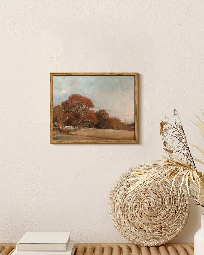 InSimSea Fall Landscape Framed Wall Art,Vintage Canvas Print, Autumn Scenery,Nature Decor for Living Room, Bedroom, Bathroom,8x10 in