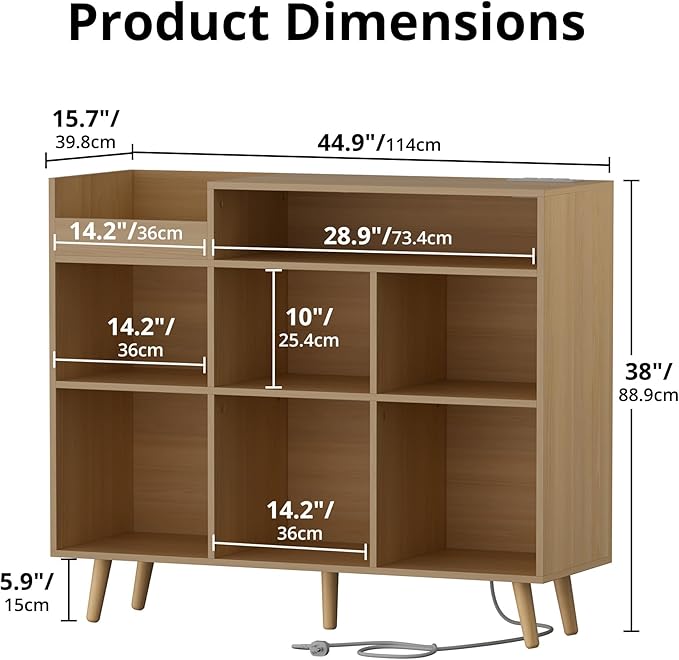 Cozy Castle Large Record Player Stand with Vinyl Storage Cabinet, Wood Turntable Table Open Shelf Holder Up to 500 Albums Cube Storage Organizer for Living Room, Office, Oak