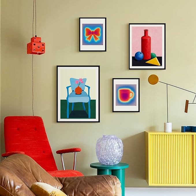 Framed Modern Abstract Geometric Wall Art, 11x14 Inch Poster Print, Contemporary Artwork for Walls with Matte Black Metal Frame, Minimalist Wall Decor Picture for Bedroom Living Room Office Hallway