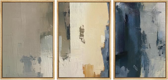 SIGNWIN Framed Canvas Print Wall Art Set Modern Neutral Color Block Abstract Illustrations Modern Art Decorative Boho Relax/Zen Nordic for Living Room, Bedroom, Office - 24"x36"x3 Natural