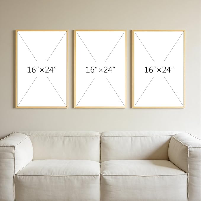Thalasse 3D Textured Abstract Wall Art for Bedroom, 3 Piece Modern Minimalist Line Canvas Artwork for Walls, Beige White Framed Pictures with Solid Wood for Living Room Decor, 16x24 In