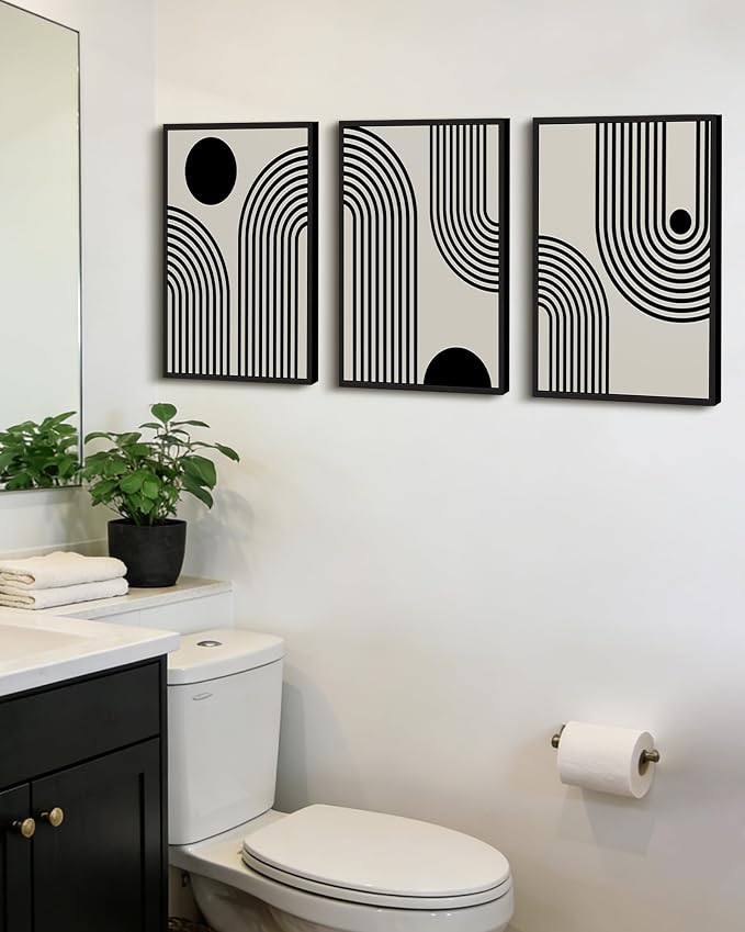 Drsoum Black Abstract Wall Art Framed Minimalist Bohemian Wall Decor Geometric Lines Artwork Hallway Bedroom Prints Ready to Hang 11x14in Black Framed