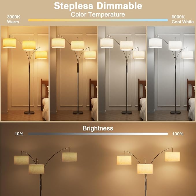 SIBRILLE Upgraded 36W Floor Lamps for Living Room - Super Bright Dimmable Tree Floor Lamp with Remote & Touch Control, Tall Lamp for Living Room Corner, Bedroom, Office