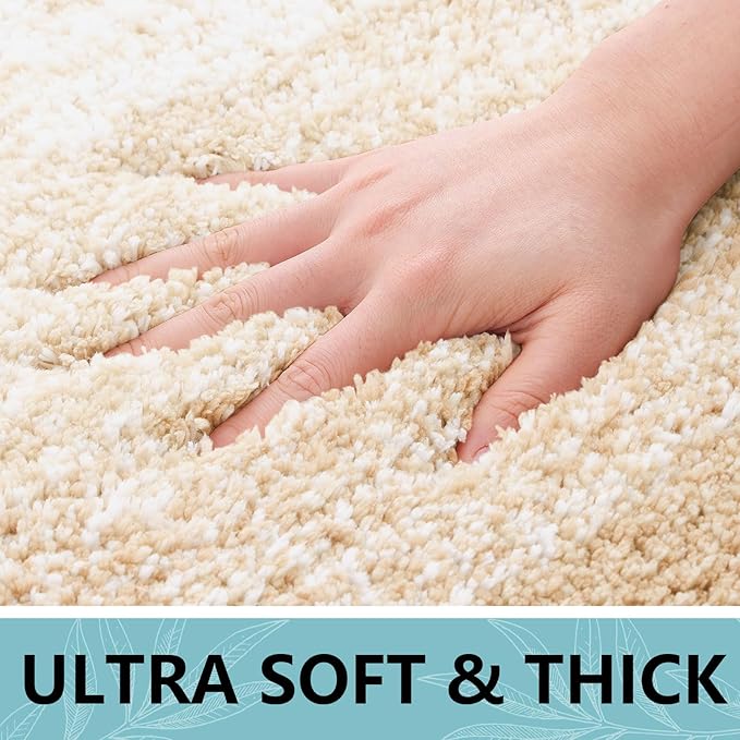 Arotive Microfiber Bathroom Rugs, Shaggy Soft and Absorbent Bath Rug, Non-Slip, Thick Plush Machine Washable Dry Bath Mats for Bathroom, Tub and Shower, 24x16, Camel, Rectangular
