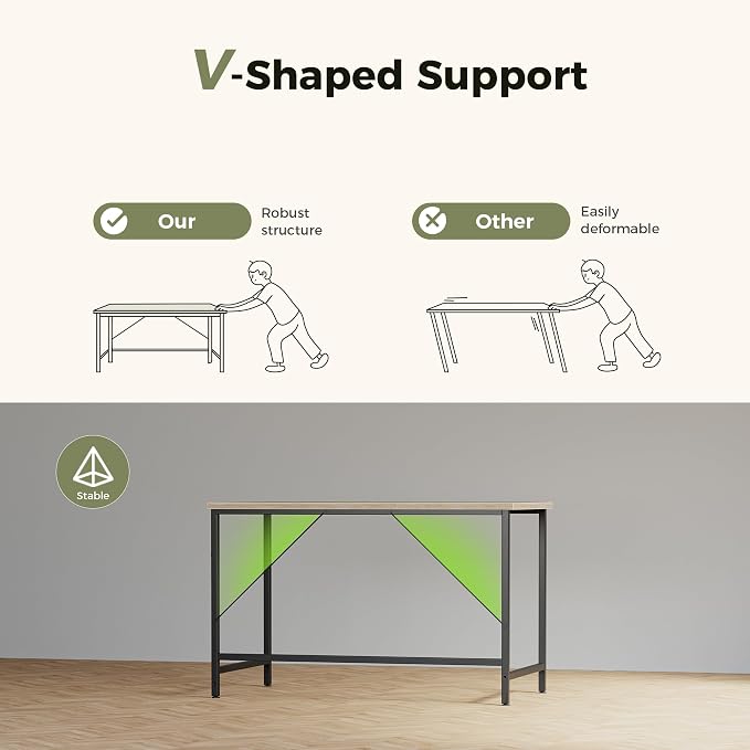 Mericonia 48 inch Computer Desk, Gaming Desk for Small Spaces, Modern Simple Style Table for Home Office, Study Student Writing Table