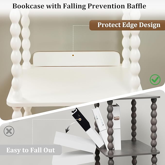 Fultyle Bookshelf, 4-Tier Bookcase with Open Shelves, Modern Book Shelf for Small Spaces, Bedroom, Living Room and Office with Solid Wood Legs (White)