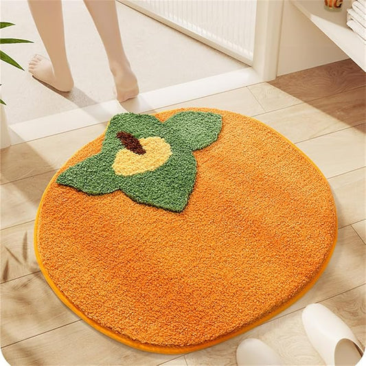 Ankah Fruit Bath Mats Cute Bathroom Rugs, Particularly Absorbent, Very Soft, and Dry Fast That Fits for Kid's Room, Bathroom or Other Room, 21.6" x 22.8", Persimmon
