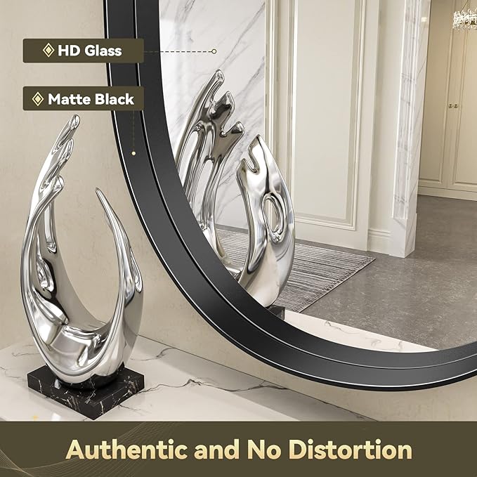 Brightify Black Oval Mirror for Bathroom 26x38 Inch, Metal Framed Bathroom Vanity Mirrors, Modern Wall Mirror for Bedroom Living Room Wall Decorative Hang Vertical and Horizontal