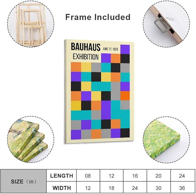 FideMm Bauhaus Print Poster,colours Poster,Abstract Art,Minimalist,Stylish Mid Century Art Poster for Room Aesthetics Canvas Wall Art Poster And Print Frame-style 16x24inch(40x60cm)