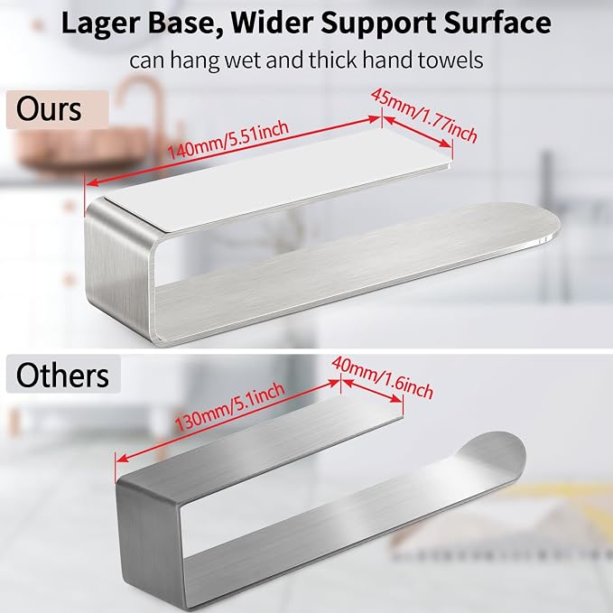 Adhesive Towel Holder, 8 Inch Self Adhesive Hand Towel Racks Bar Stick on Wall for Bathroom, Kitchen Cabinet, RV, Brushed Nickel