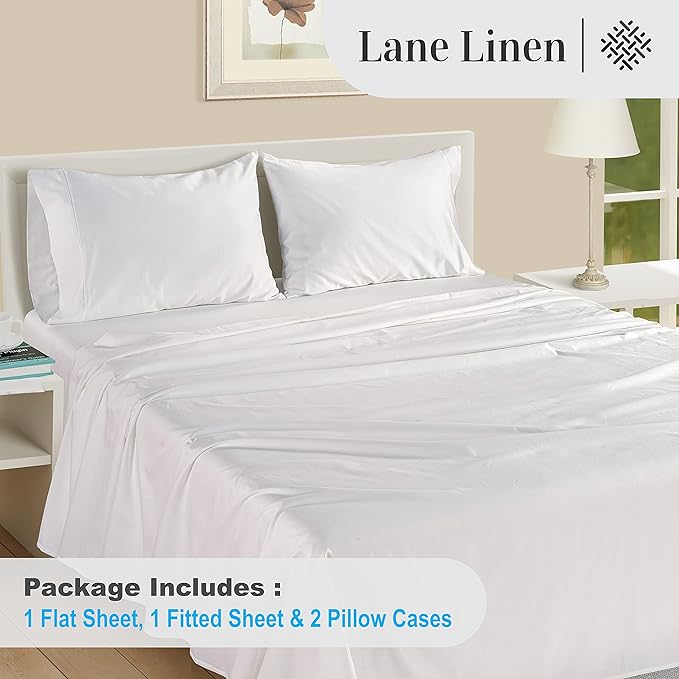 100% Egyptian Cotton Sheets King Size - Naturally Cooling & Breathable 4 Piece Silky Sateen Weave King Size Sheets Set, Ultra-Soft & Durable Hotel Luxury Sheets with 15" Snug Fit Deep Pockets - White