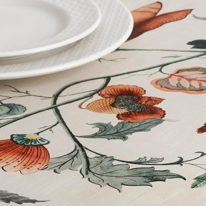 Maison d' Hermine Table Cloth Round Table 100% Cotton 69 Inches Fall Tablecloth Reusable Everyday Use for Thanksgiving Christmas Decorations Dining Farmhouse Party (Dalida)