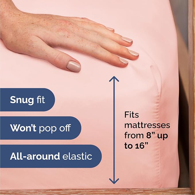 Cal King Size 4 Piece Sheet Set - Comfy Breathable & Cooling Sheets - Hotel Luxury Bed Sheets for Women & Men - Deep Pockets, Easy-Fit, Soft & Wrinkle Free Sheets - Baby Pink Oeko-Tex Bed Sheet Set