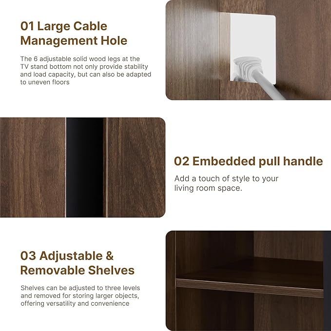 31.5" Sideboard Buffet Cabinet with Storage Modular Accent Display Kitchen Storage Cabinet Wood Coffee Bar Console for Living Room, Hallway, Kitchen, Dining Room,Walnut