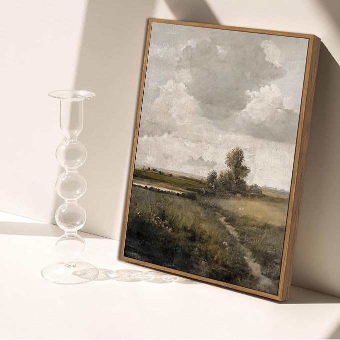 WALLZK Vintage Framed Wall Art Nature Landscape Canvas Prints Farmhouse Wall Decor Cottagecore Artwork for Walls Living Room Bedroom Bathroom 8"x10"