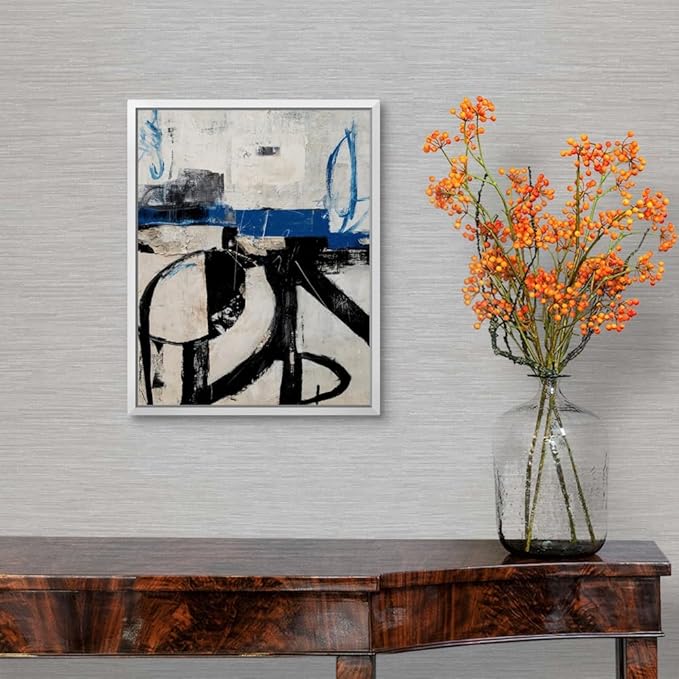 CANVAS ON DEMAND Twisted Emotions Silver Float Framed Canvas Wall Art Print by Erin Ashley, Abstract, Contemporary, Home Decor, Modern Abstract, Artwork,11" x14in