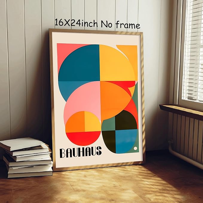 Colorful Geometric Wall Art Blue Orange Color Block Prints Abstract Shaped Picture Trendy Bauhaus Print Bauhaus Exhibition Poster Abstract Geometric Print Mid Century Modern Artwork 16x24in No Frame