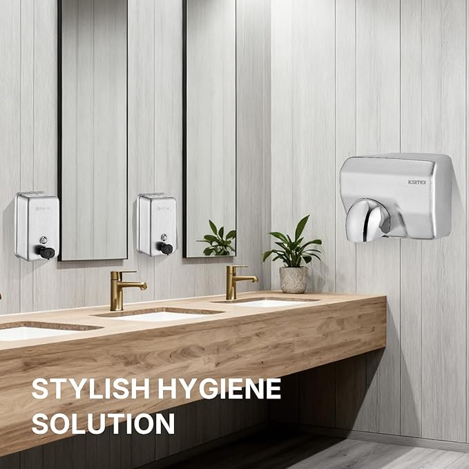 Stainless Steel Soap Dispenser Wall Mounted, 37oz Commercial Hand Soap Dsipenser, Manual Anti-Leak Pump Liquid Soap Dispenser, Rust-Proof Lining Hand Sanitizer Lotion Dispenser for Bathroom