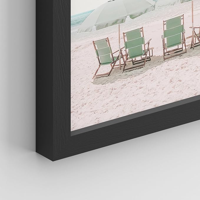 SIGNWIN Framed Collage Print Gallery Set 1980s Retro Miami Wall Art, Set of 4 Beach Landscape Wall Decor Prints, Nature Wilderness Wall Décor for Living Room, Bedroom - 12"x16" Black