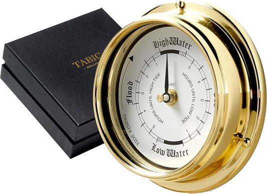 Tide Clock Traditional TideClock Heavy Lacquered Brass (1/2kg) Classic Nautical Clock Gift Tidal Fishing Coastal Clock Handmade in England.