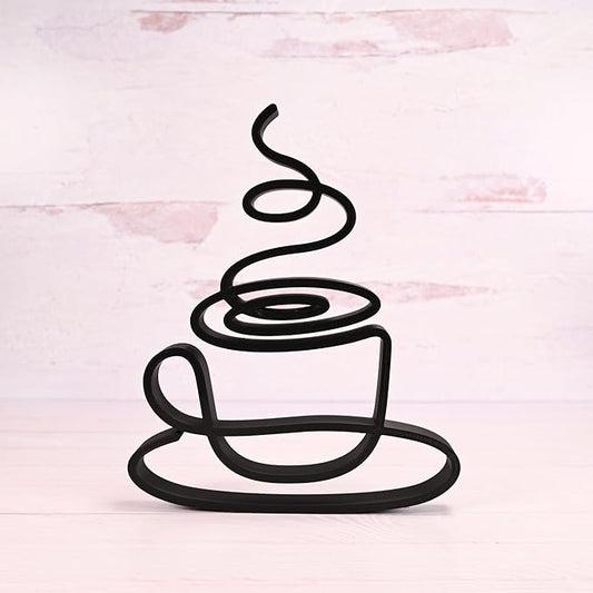 Coffee Sculpture – Minimalist Decorative Accent for Caffein Lovers & Modern Home Decor | Collectible Design (Abstract Coffee Cup Matte Black)