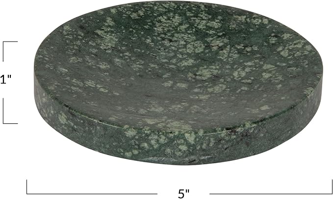 Creative Co-Op Marble Round Soapdish, Green