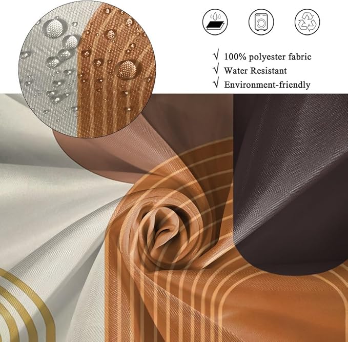 Modern Bohemia Shower Curtain for Bathroom Orange Abstract Minimalist Bathroom Set Decor Stripes Arch Sun Chic Aesthetic Washable Waterproof Polyester Fabric with Hooks 60x72 Inch