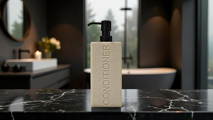 Rectangular Resin Dispenser Premium Bathroom Shampoo Conditioner Body Wash Bottle Modern Refillable Pump Design