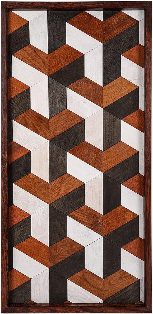 CONSDAN Wood Wall Decor | USA Grown Hardwood, Rustic Wooden Wall Art, Home Decorations for Living Room and Bedroom Aesthetic, Framed and Ready to Hang, Stereoscopic, 36" x 18"