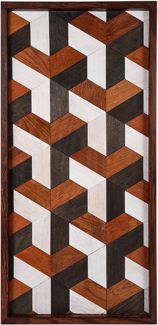 CONSDAN Wood Wall Decor | USA Grown Hardwood, Rustic Wooden Wall Art, Home Decorations for Living Room and Bedroom Aesthetic, Framed and Ready to Hang, Stereoscopic, 36" x 18"