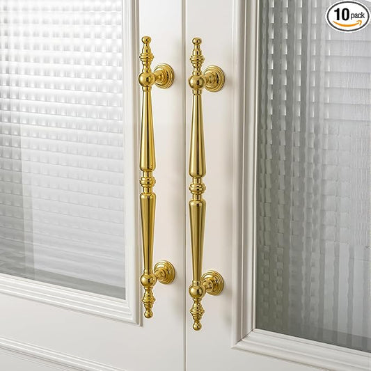 Shimeyao 10 Pack Gold Cabinet Pulls 5"(128mm) Hole Center Vintage Cabinet Pulls Handles Drawer Handles Closet for Kitchen Bathroom Drawer Dresser Pull Hardware Hole Center