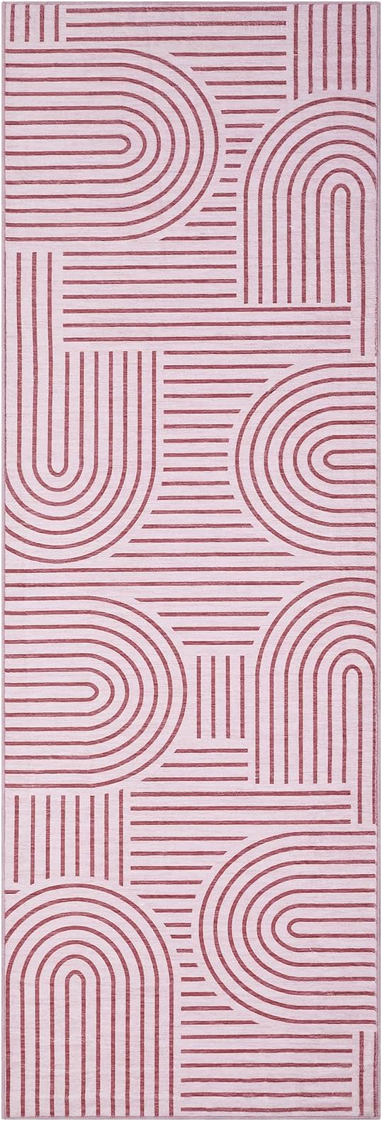 Modern Rug 2x6 Runners for Hallways, Abstract Kitchen Runner Rugs Non Slip Bath Runner, Rainbow Washable Runners Rug for Bedroom, Soft Long Rugs for Entryway Bathroom Laundry Dorm, Pink