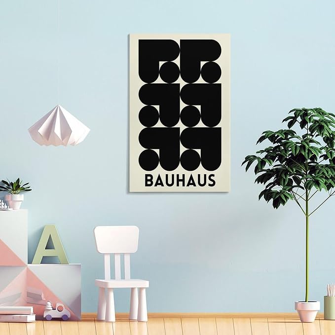 Bauhaus Print Poster,black And White,poster,Abstract Art,Minimalist,Stylish Mid Century Art Canvas Wall Art Print Poster For Home School Office Decor Frame-style 24x36inch(60x90cm)