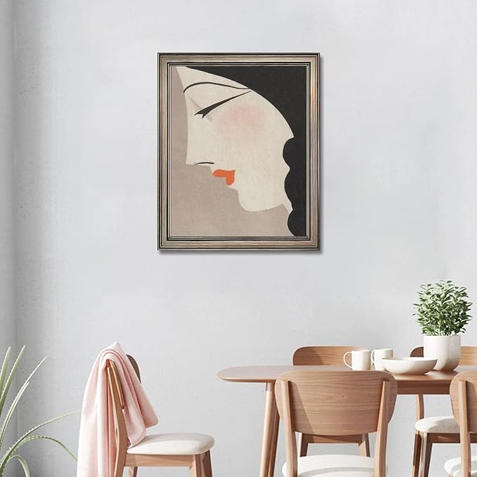 Japanese Wall Art Framed Vintage Woman Portrait Oil Painting Asian Wall Art Girl Room Bedroom Living Room Bathroom Decor