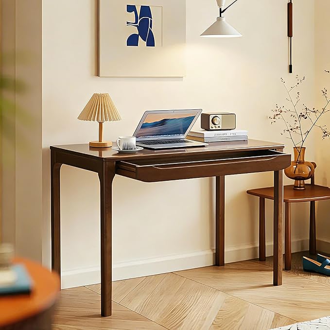 Widen Solid Wood Desk with Drawers,39"X24" Wood Writing Desk for Small Space,Student Computer PC Desks,Home Desks for Work,Gaming Study Desk for Bedroom Escritorios Desk Table (Walnut, 39“)