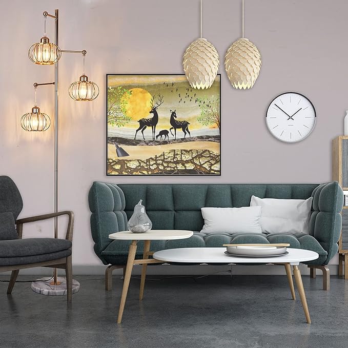 Hsyile KU300259 Industrial Style Crystal Tree Floor Lamp for Living Room,Bedroom,Office,Golden Floor Light,3 Lights