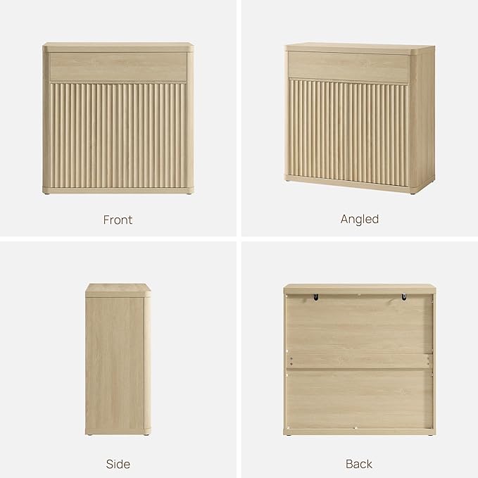 SICOTAS Buffet Cabinet with Storage - Accent Fluted Storage Cabinet with 4 Doors & 2 Drawers Sideboard Credenza Buffet Table Console Cabinets for Living Room Kitchen Dining Room Entryway Office