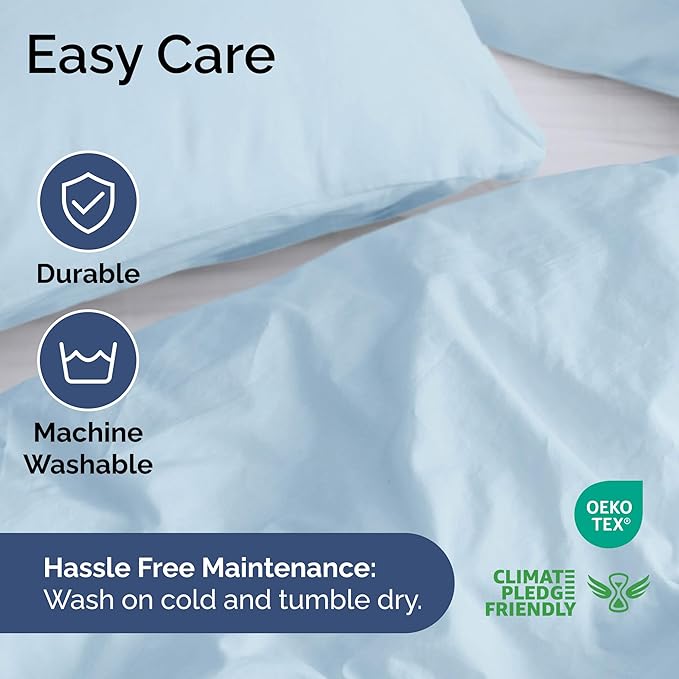 Duvet Cover Cal King Size - Extra Soft Cal King Size Duvet Cover - Lightweight, Breathable & Cozy - Easy Care with Zipper Closures & Ties - 104" x 98" Inches - (Light Blue) Comforter Not Included