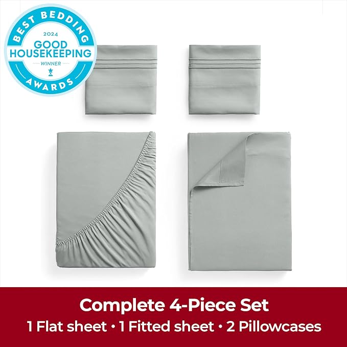 Mellanni Extra Deep California King Sheets - 4 PC Iconic Collection Bedding - Hotel Luxury, Ultra Soft, Cooling Bed Sheets - Wrinkle, Fade, Stain Resistant (Cal King, Spa Mint)