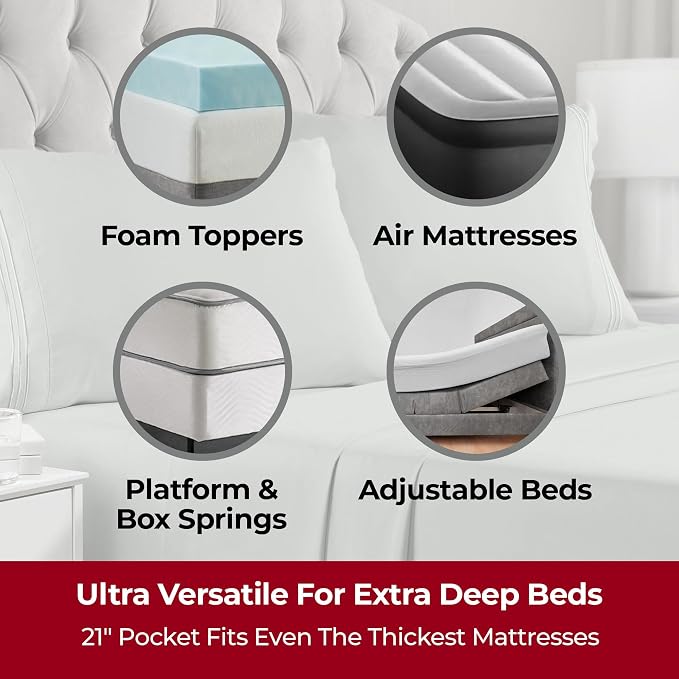 Mellanni Extra Deep Queen Sheets - 4 PC Iconic Collection Bedding - Hotel Luxury, Ultra Soft, Cooling Bed Sheets - Wrinkle, Fade, Stain Resistant (Queen, Spa Mint)