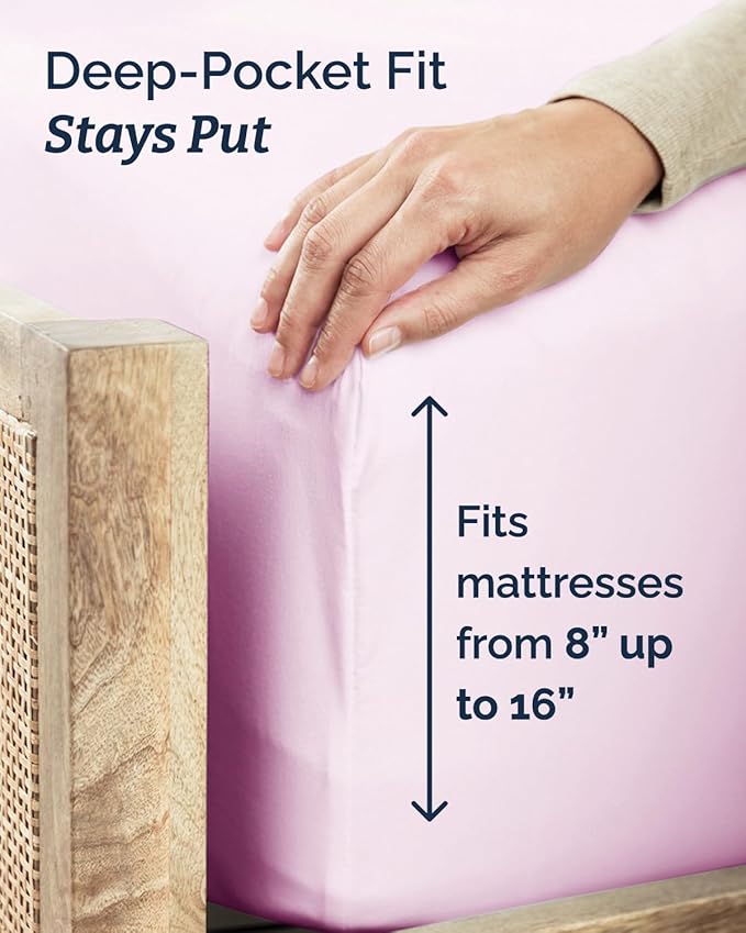 Twin XL Size 3 Piece Sheet Set - Comfy Breathable & Cooling Sheets - Hotel Luxury Bed Sheets for Women & Men - Deep Pockets, Easy-Fit, Soft & Wrinkle Free Sheets - Light Pink Oeko-Tex Bed Sheet Set