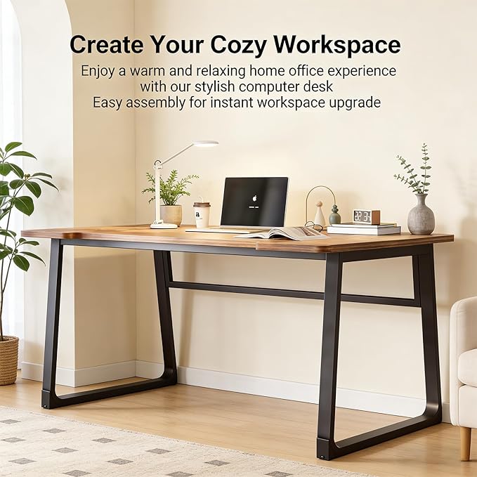 Computer Desk 39.4 Inch Small Office Desk with Wood Top and Metal Frame, Study Writing Desk for Home, Bedroom, Gaming, U-Shaped Leg Design, Modern Simple