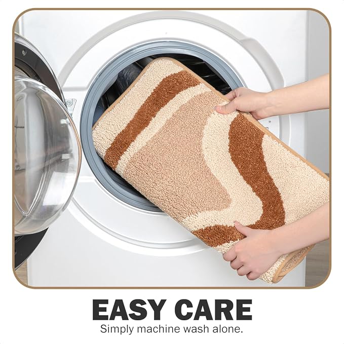 Striped Wavy Bath Mat - Super Absorbent, Soft and Thick, Rubber Backing Non-Slip, Machine Washable Shower Rug, Bath Mat, Bathroom Home Decor Accessories, 16"x24" (40x60cm)