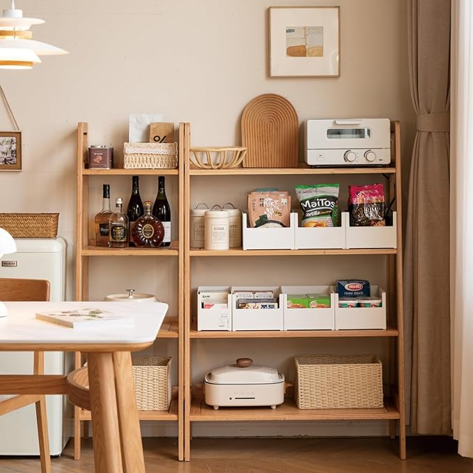 100% Solid Oak 4 Tier Ladder Shelf, Small Bookshelf, Ladder Bookshelf, Bookcase with Stable Frame, Small Table for Living Room Bedroom (Natural, 35.04" D x 16.53" W x 53.54" H)