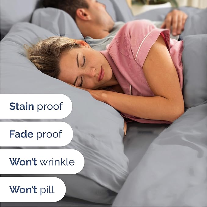 Cal King Size 4 Piece Sheet Set - Comfy Breathable & Cooling Sheets - Hotel Luxury Bed Sheets for Women & Men - Deep Pockets, Easy-Fit, Soft & Wrinkle Free Sheets - Steel Blue Oeko-Tex Bed Sheet Set