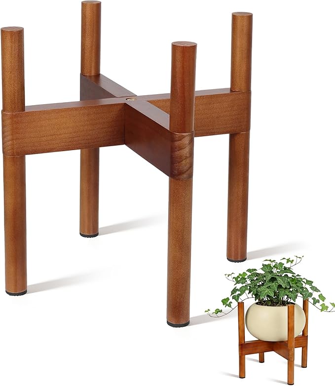 Vigordream Plant Stand Indoor, Wood Plant Holder, Mid Century Modern Decor Tall Planter Stands, 2 Height Displays Corner Single Flower Stand for Balcony, Living Room,Garden Patio Fit 5-10 Inch Pots