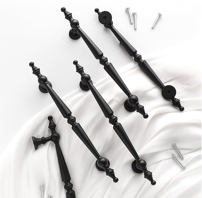 Shimeyao 10 Pack Antique Matte Black Cabinet Pulls 5"(128 mm) Hole Center Vintage Cabinet Pulls Handles Drawer Handles Closet for Kitchen Bathroom Drawer Dresser Pull Hardware Hole Center