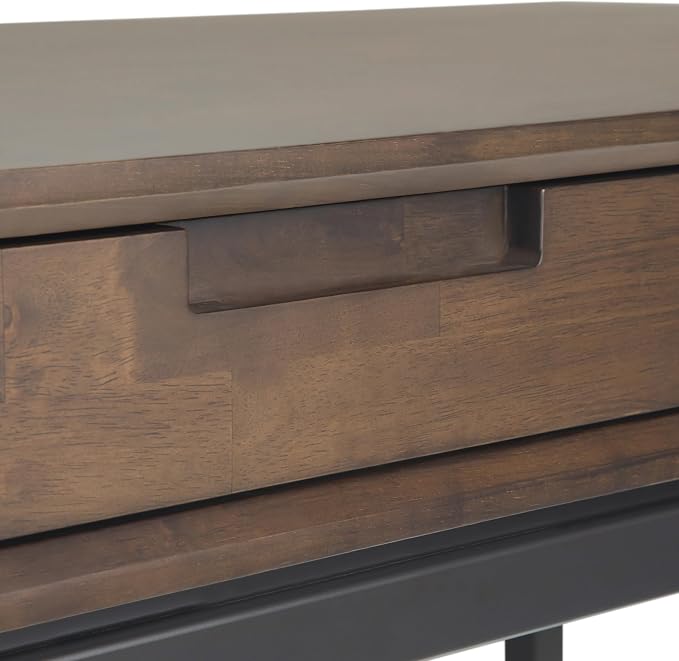 SIMPLIHOME Banting Desk - 60 Inch Wide Solid Wood and Metal Writing Desk in Walnut Brown, Modern Industrial Home Office Computer Table for Study with 2 Drawers and Flip-Down Keyboard Tray